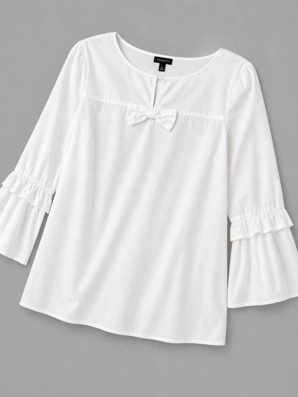 Talbots White Blouse bell sleeves cotton size XL